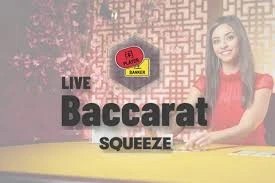 Baccarat Squeeze slot logo by Evolution at Cleobetra Casino