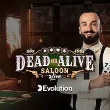 Official Live Dealer logo: Dead or Alive: Saloon by Evolution at Cleobetra Casino