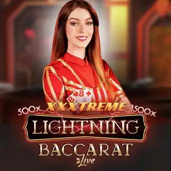 Lightning Baccarat slot icon by Evolution, available at Cleobetra Casino